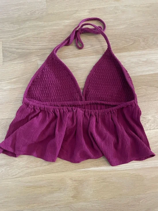 Garage Fuchsia Crochet Halter Swim Coverup - Picture 2 of 2